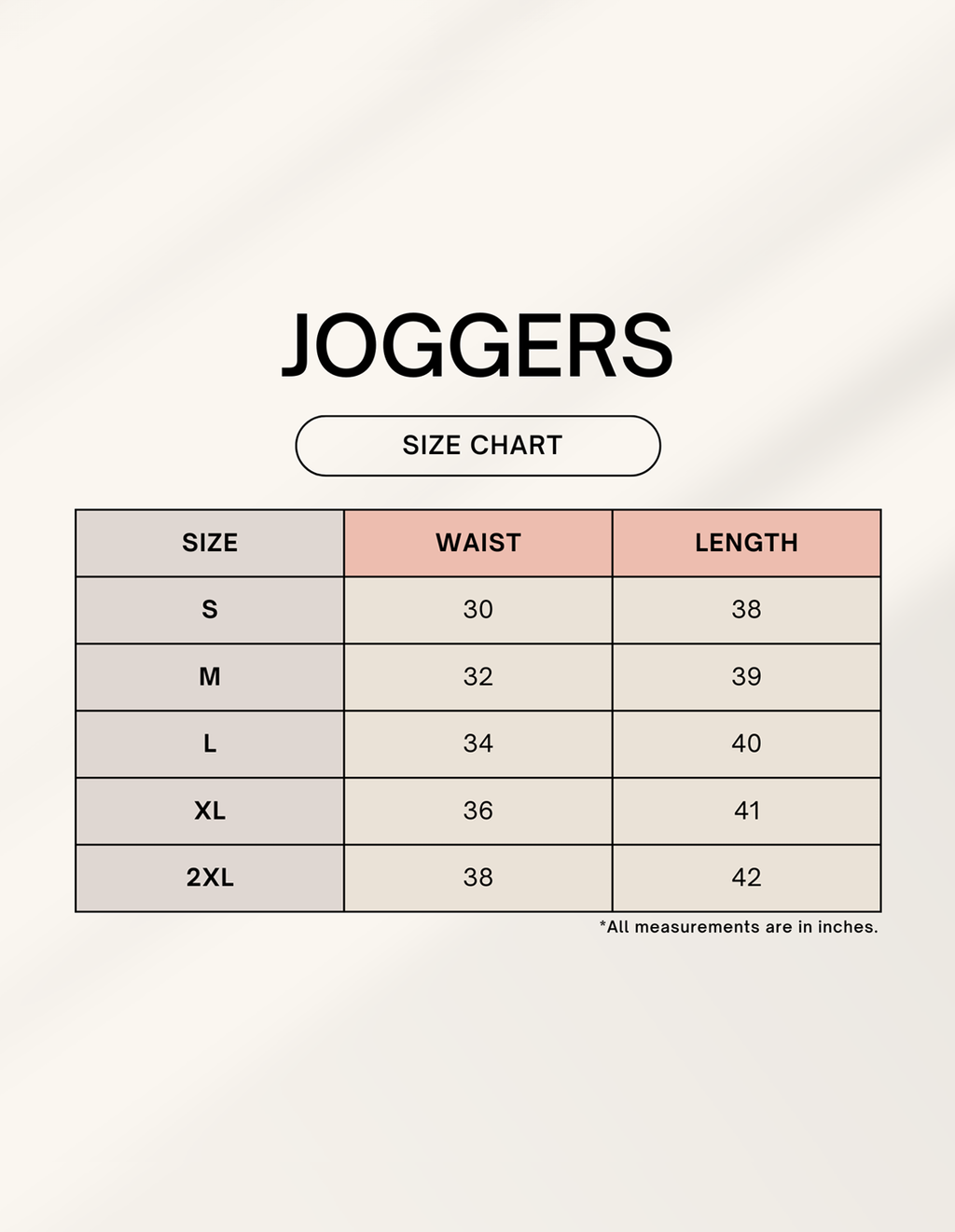 all - Detailed size guide and measurement chart for this collection