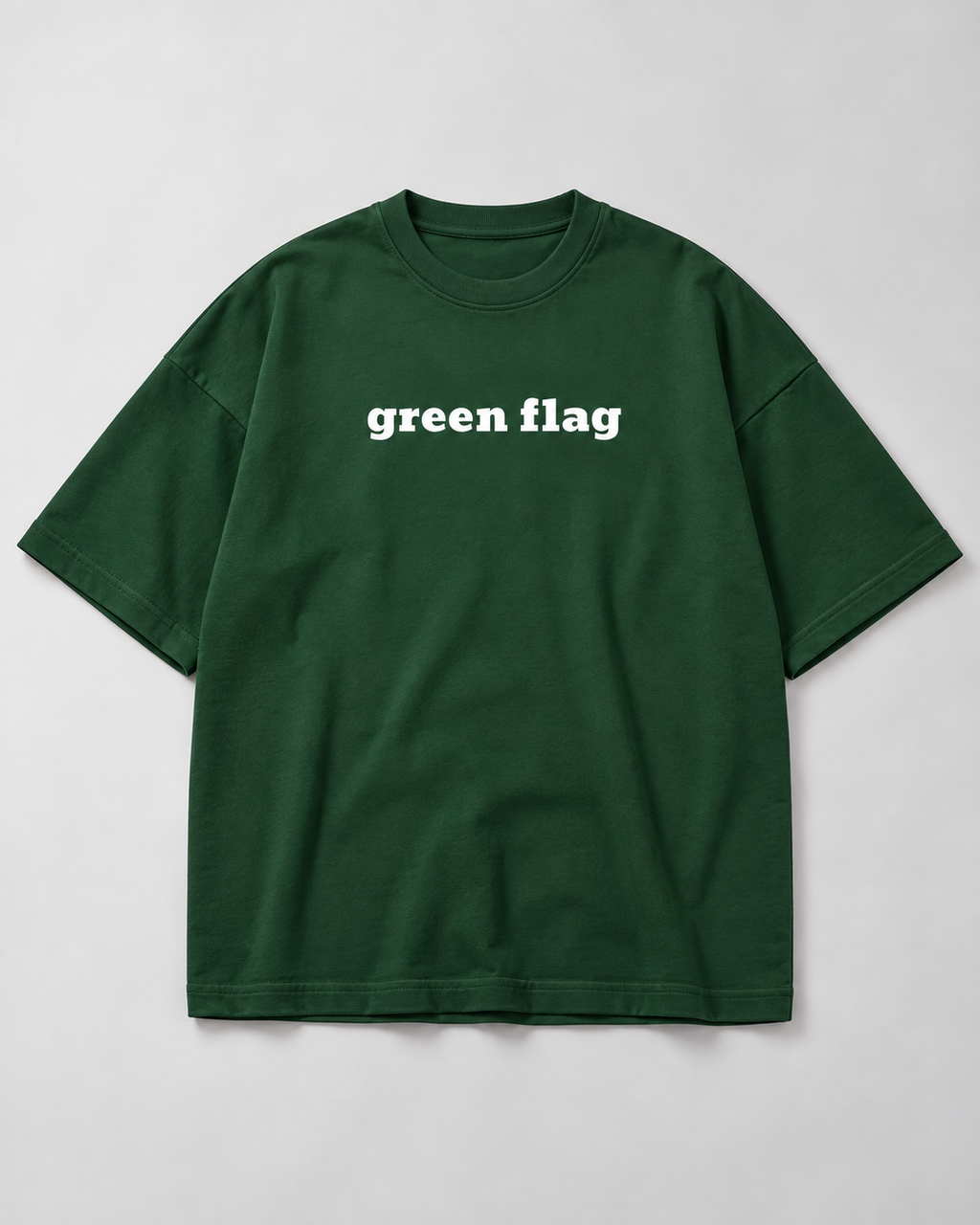 Bottle-Green Flag Premium Oversized T-Shirt hero view with flag typography