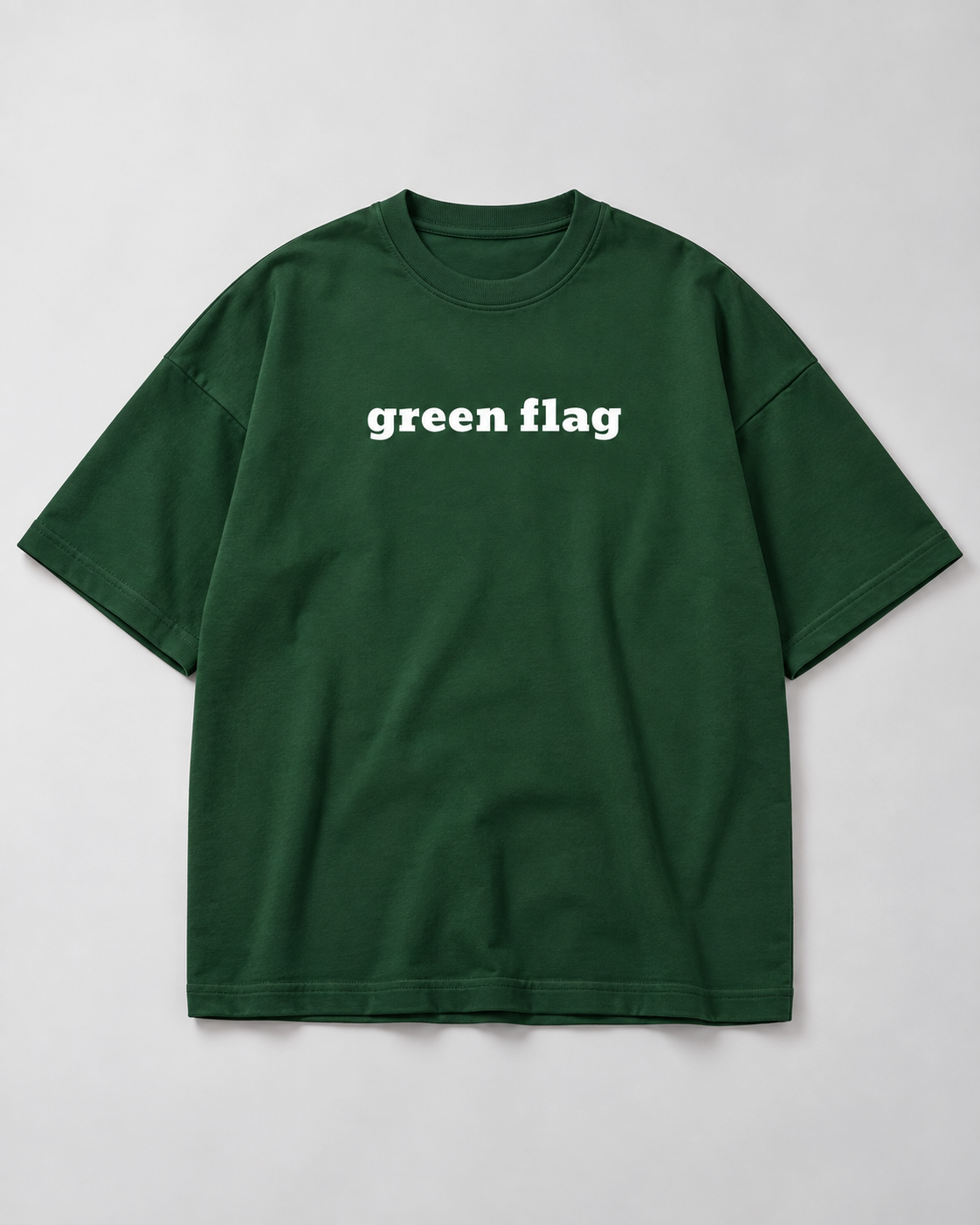 Bottle-Green Flag Premium Oversized T-Shirt hero view with flag typography