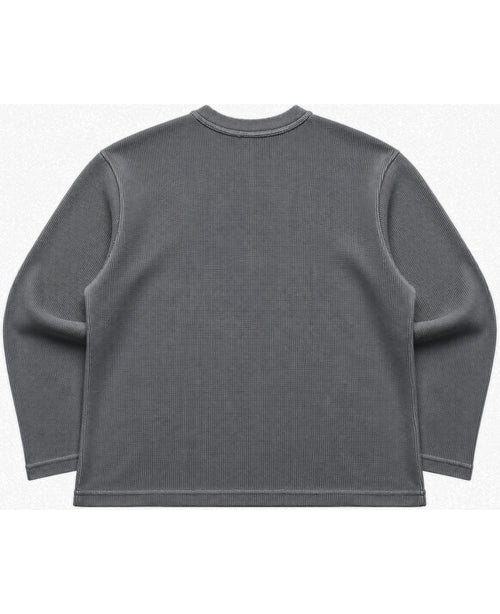Acidwash waffle knit oversized full-sleeve Back Design all