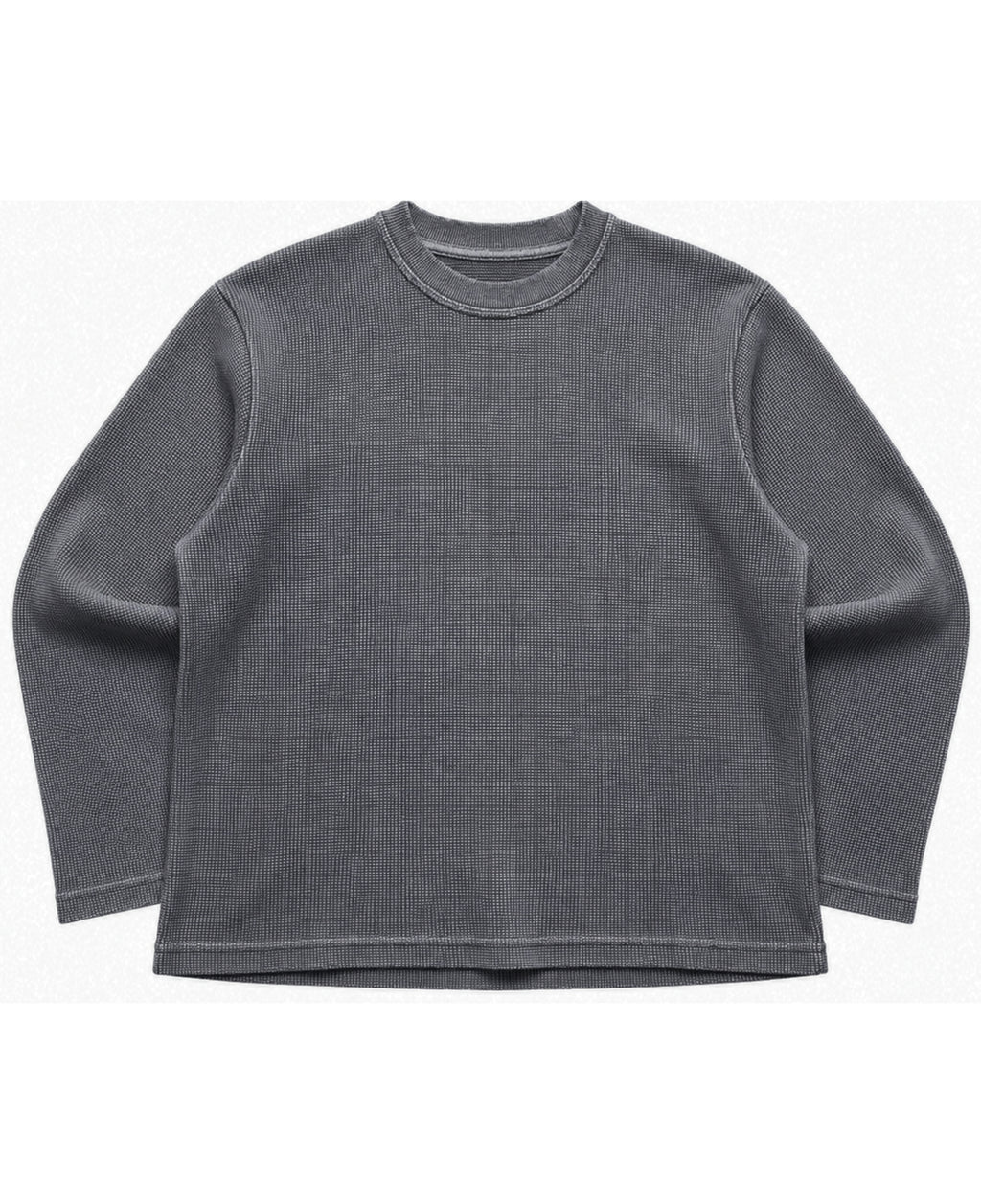 Acidwash waffle knit oversized full-sleeve Front Design all