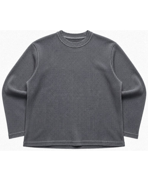 Acidwash waffle knit oversized full-sleeve Front Design all