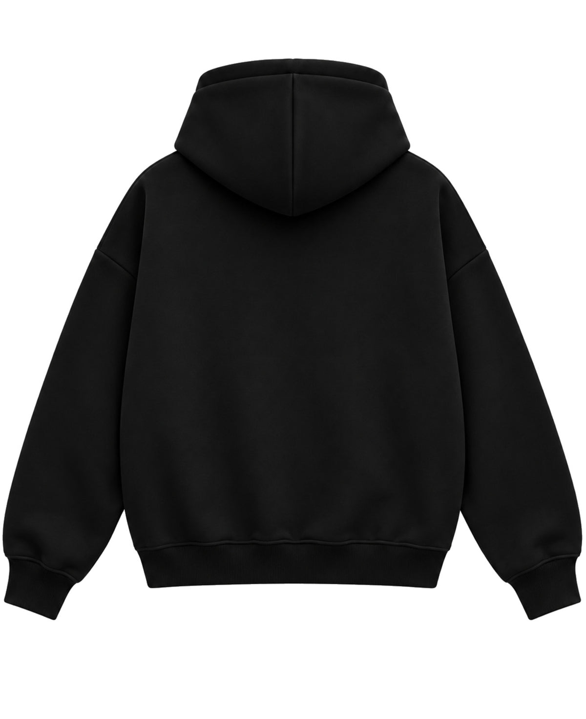 Black Boxy Dual Zipper Hoodie Back Design all