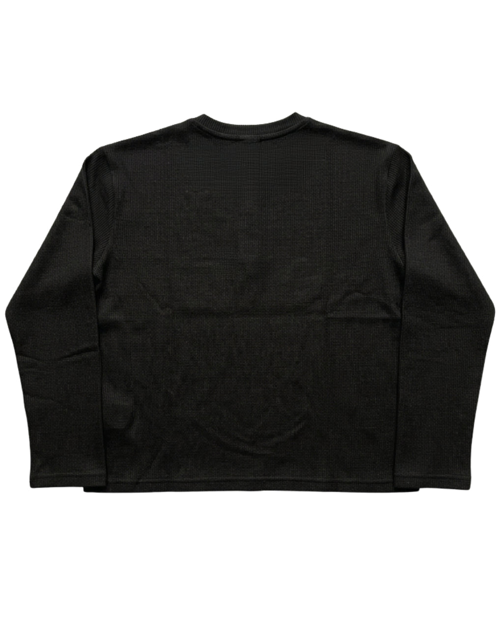 Black Henley waffle knit Back Design all