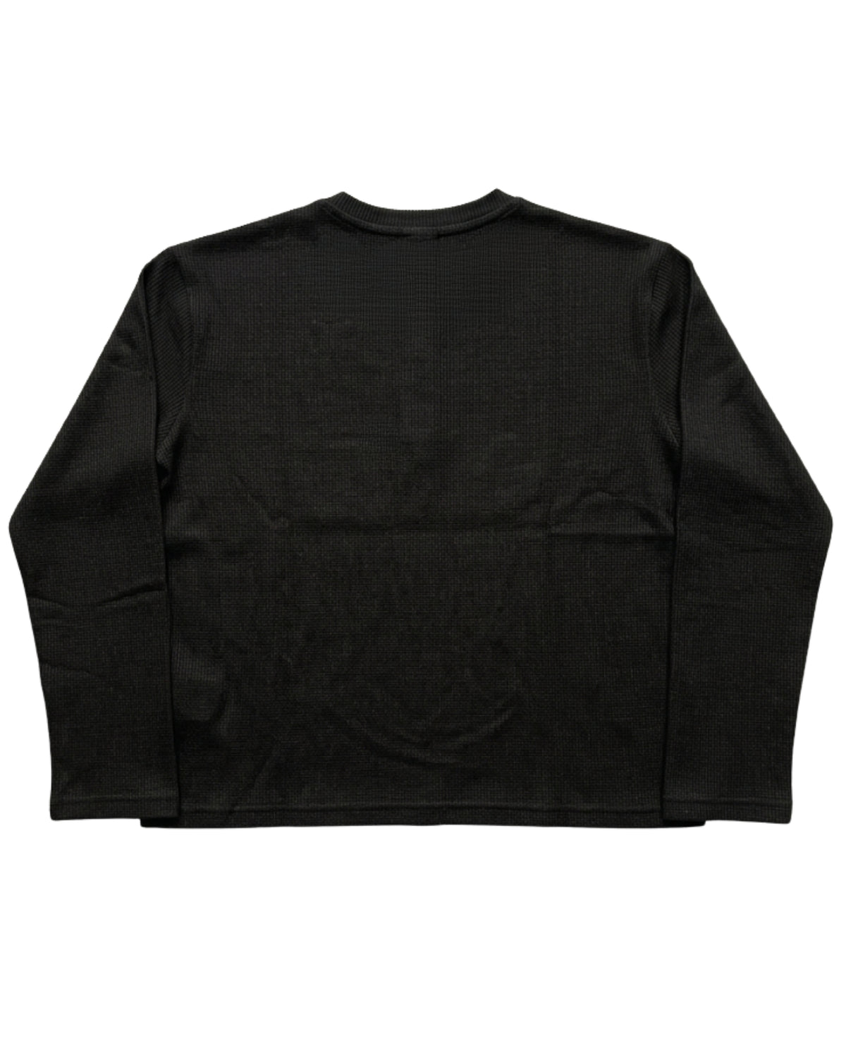 Black Henley waffle knit Back Design all