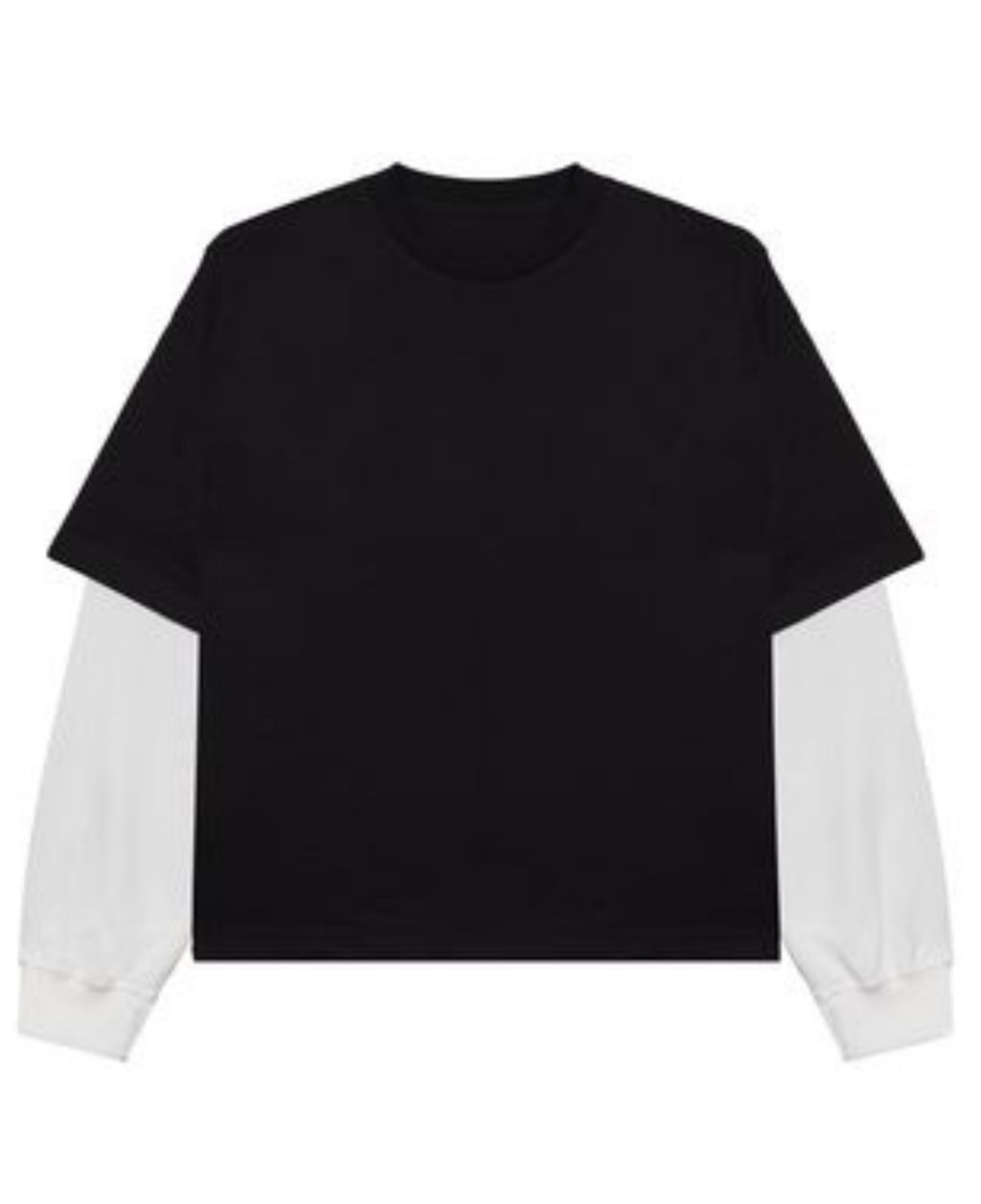 Black With White Sleeve Oversized Tee Front Design all