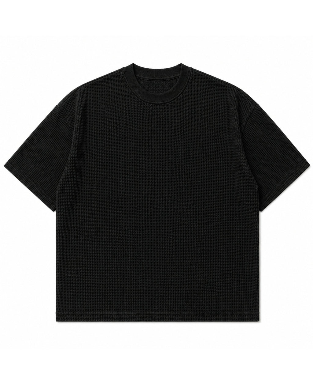 Black waffle boxy fit Front Design all