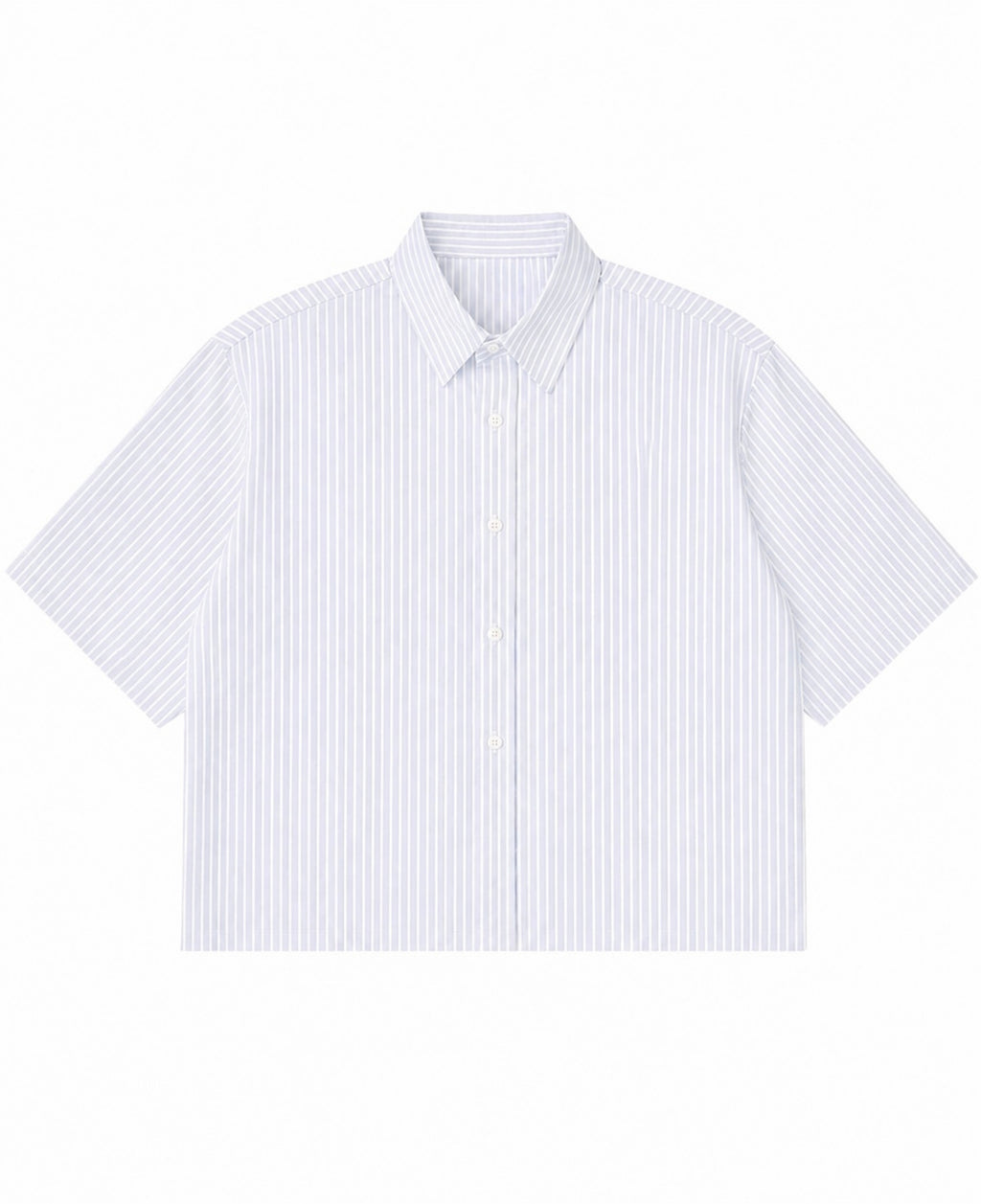 Blue Striped Oxford Boxy Shirt Front Design  all