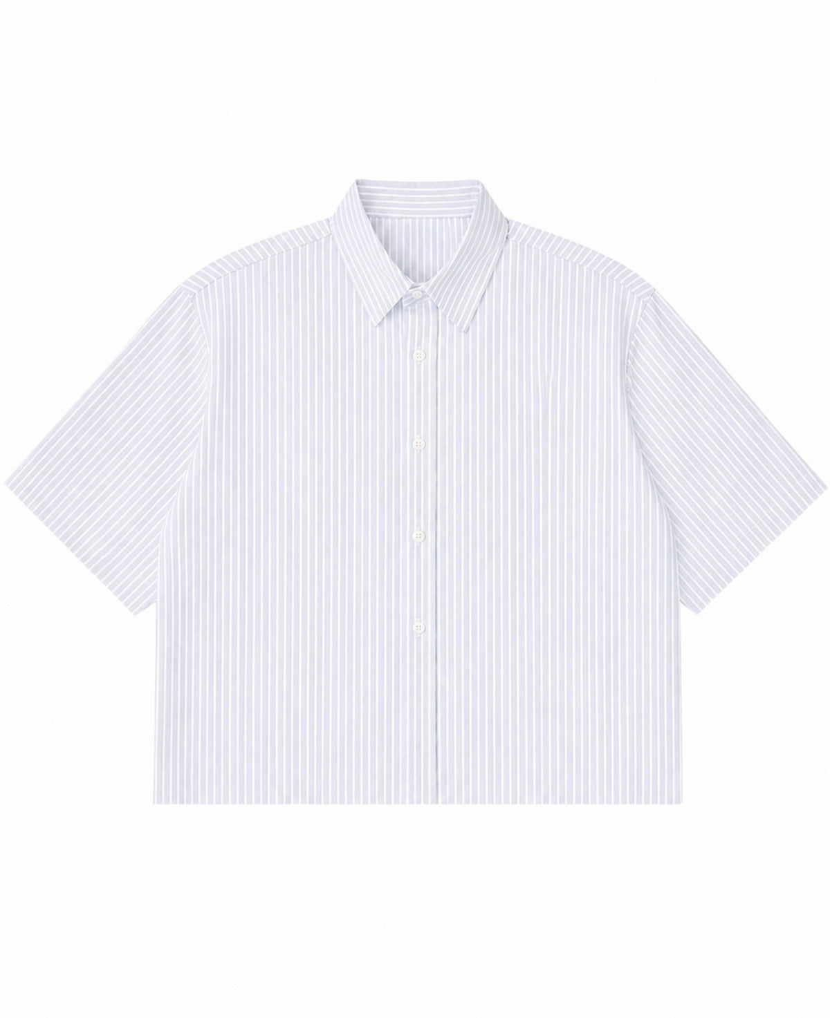 Blue Striped Oxford Boxy Shirt Front Design  all