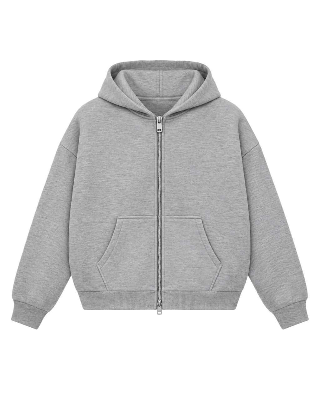 Grey Boxy Dual Zipper Hoodie Front Design    all