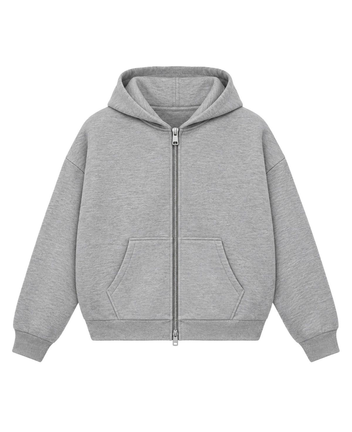Grey Boxy Dual Zipper Hoodie Front Design    all