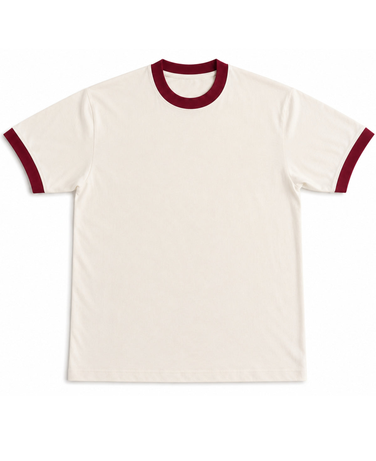 Off White & Maroon Ringer tee Front Design all