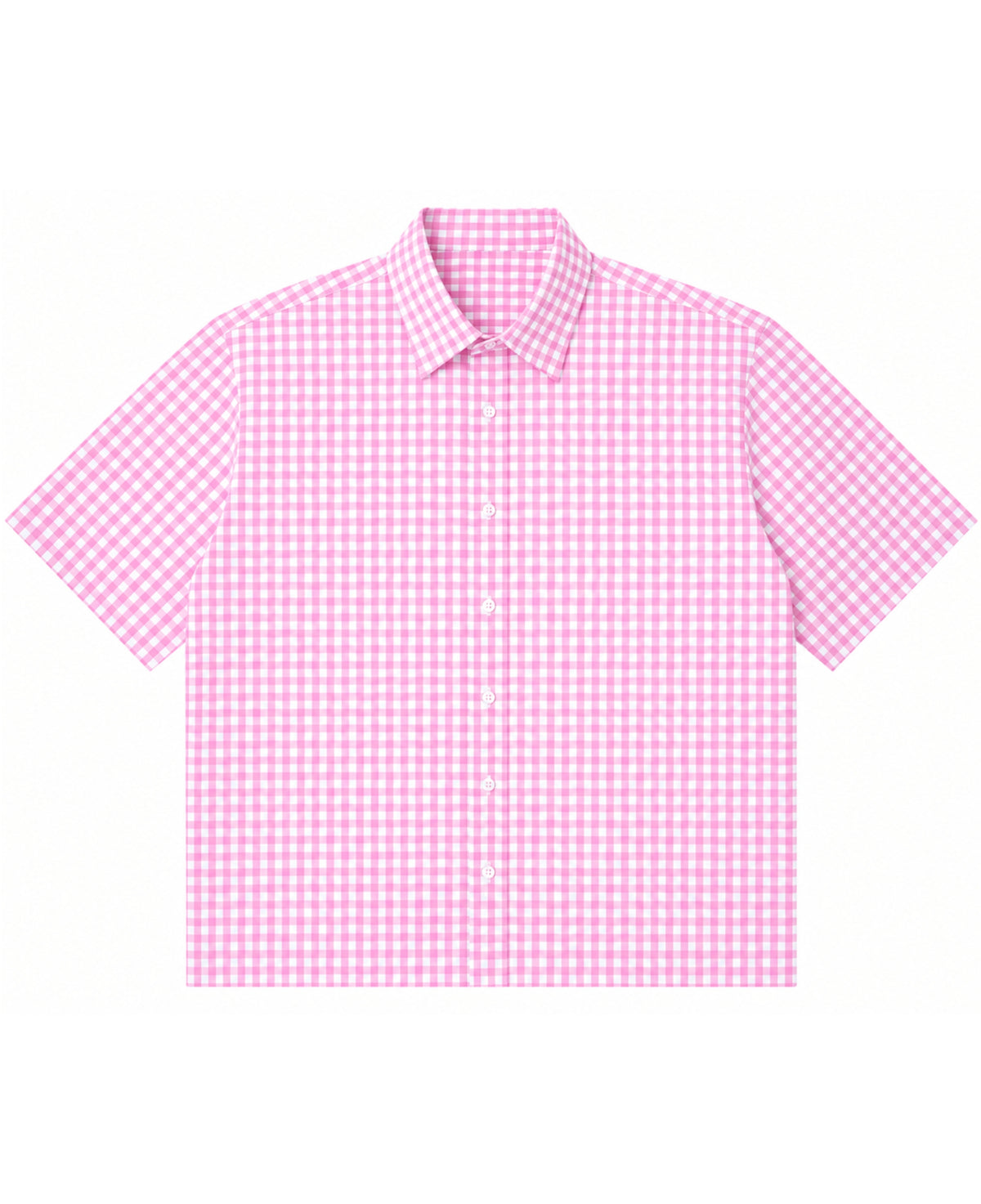 Pink Gingham Oxford Boxy Shirt Front Design all