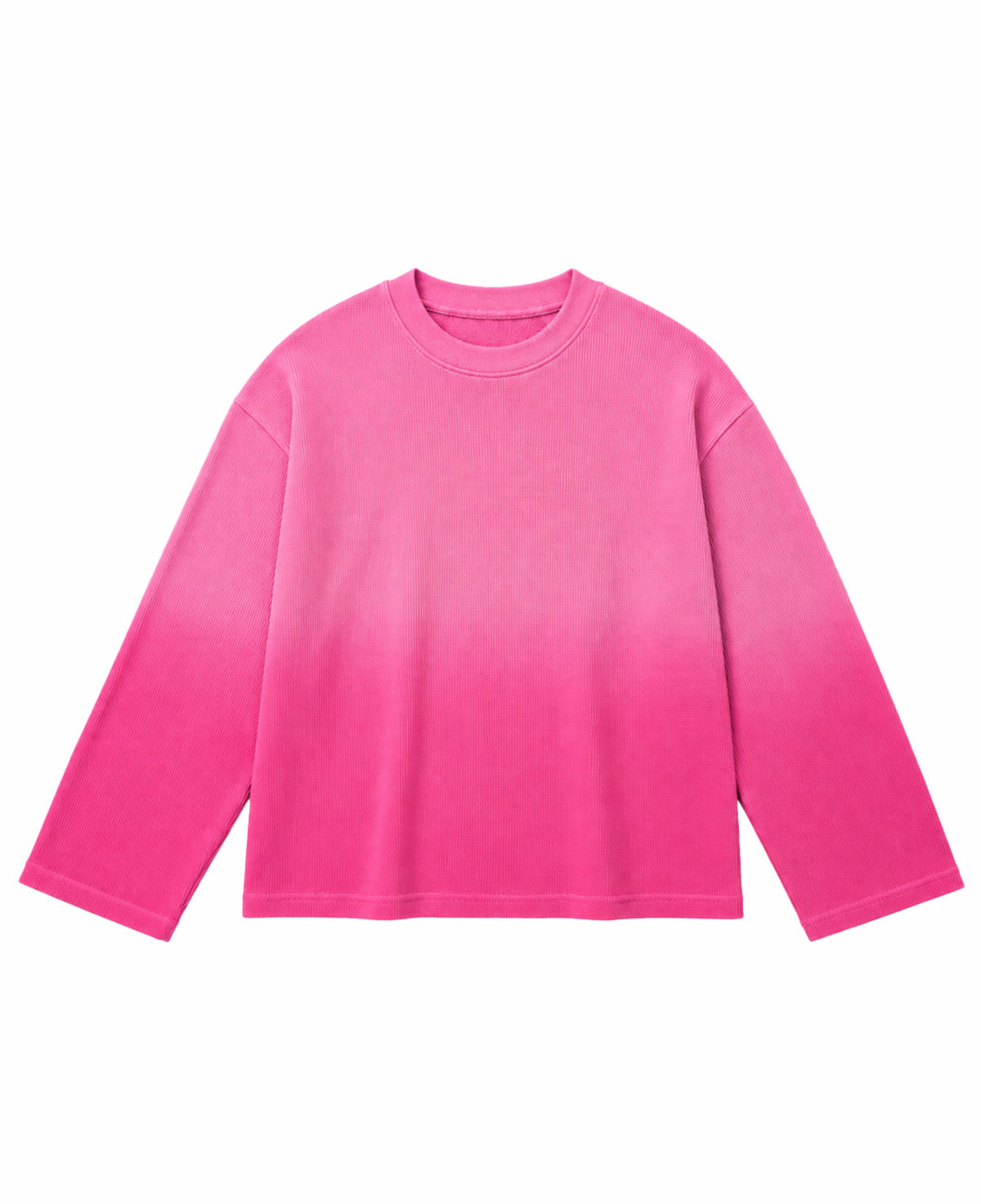 Pink Ombré Waffle Knit Oversized Full-Sleeve Front Design all