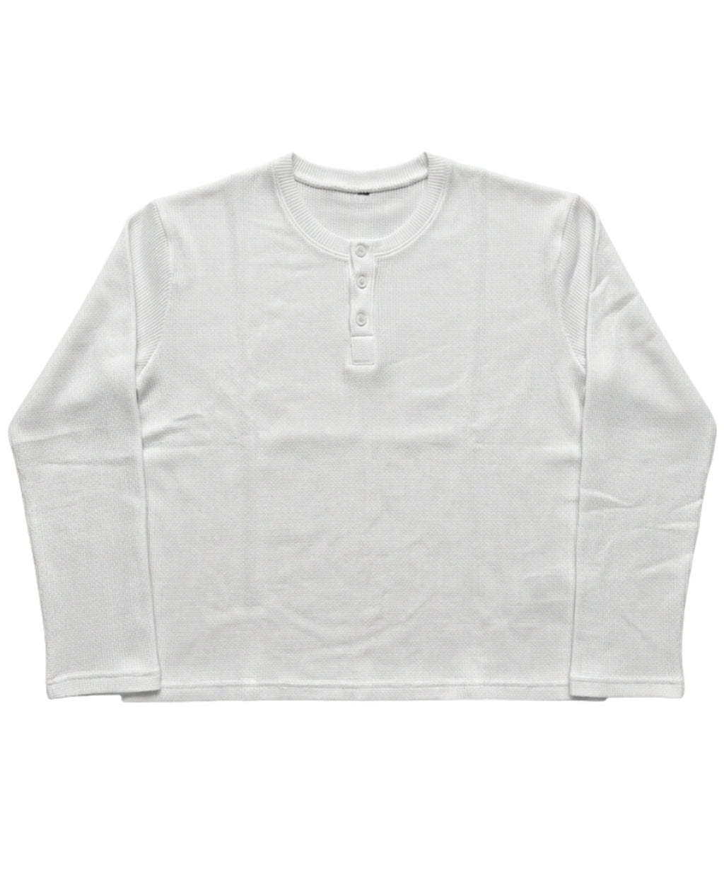 White Henley waffle knit Front Design all