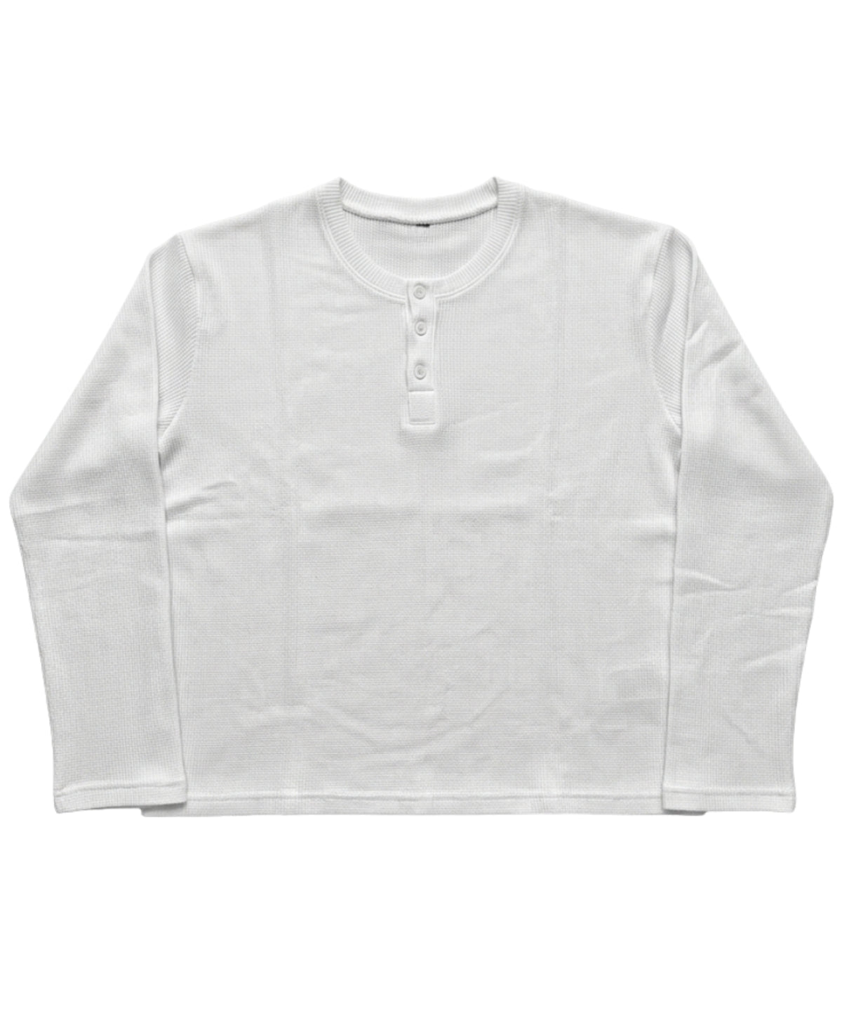 White Henley waffle knit Front Design all