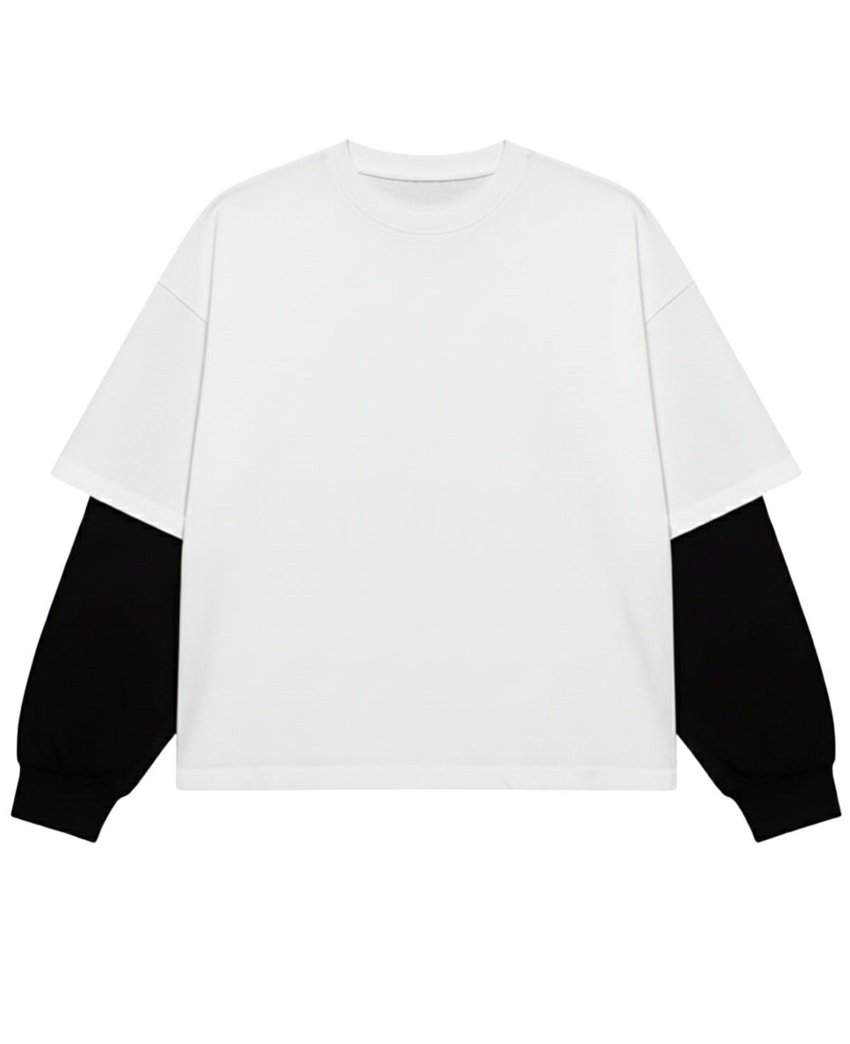 White With Black Sleeve Oversized Tee Front Design all