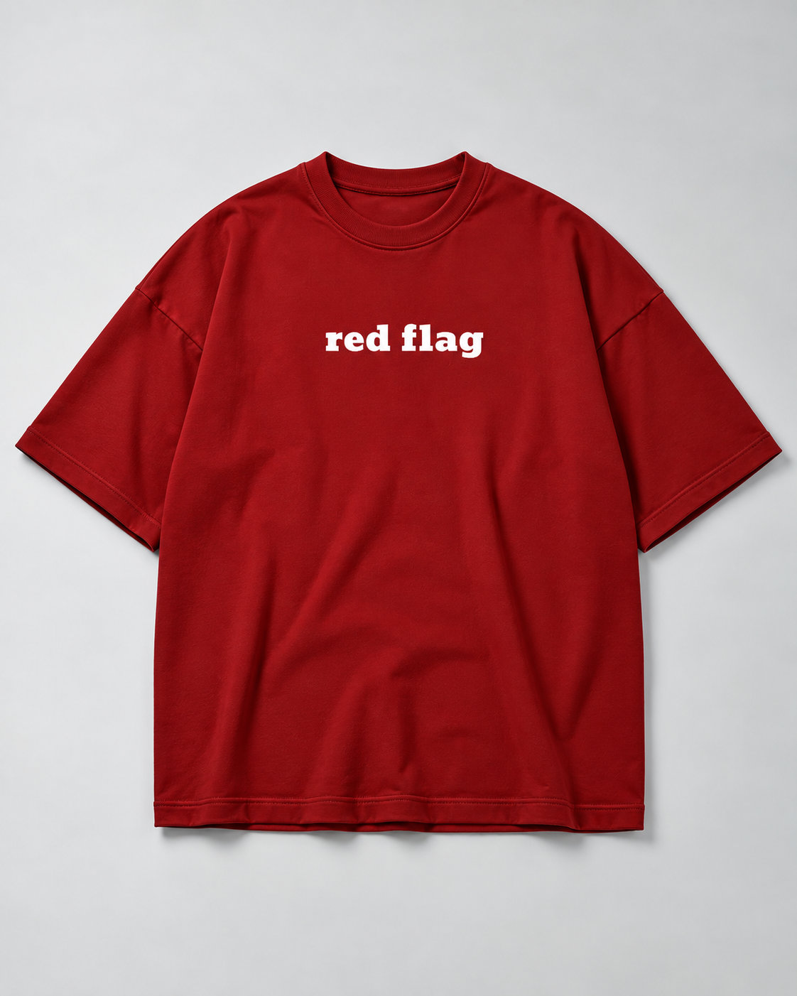 Red Red Flag Premium Oversized T-Shirt hero view with red flag typography